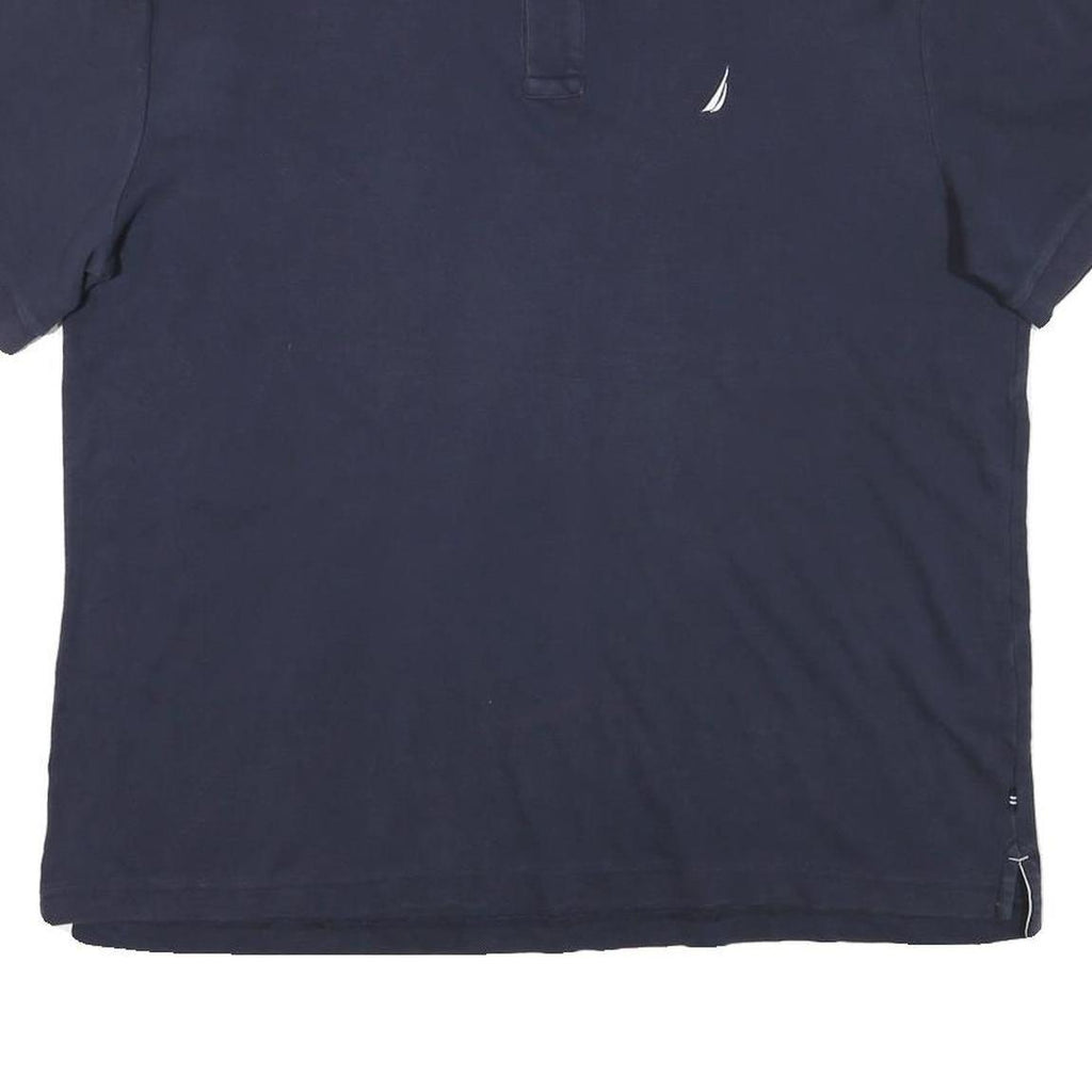 NAUTICA Mens Navy Blue Short Sleeve Plain XL Cotton Blend Polo Shirt Casual