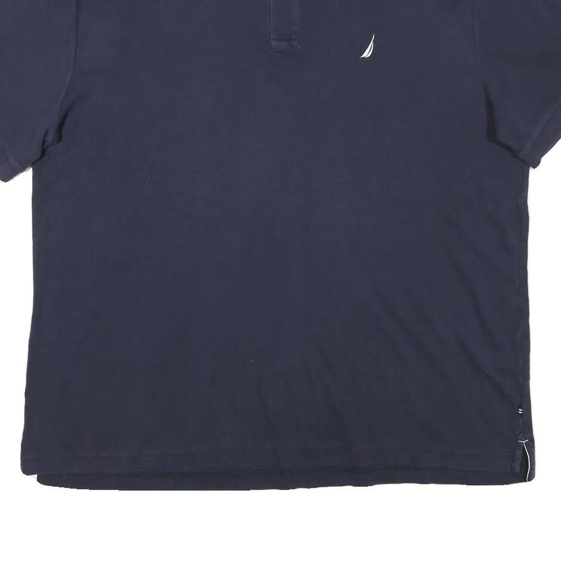 NAUTICA Mens Navy Blue Short Sleeve Plain XL Cotton Blend Polo Shirt Casual