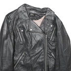 ONLY Womens Black Faux Leather Biker Jacket UK 10 Zip Classic Stylish Zip