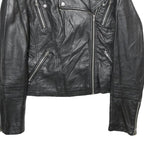 ONLY Womens Black Faux Leather Biker Jacket UK 10 Zip Classic Stylish Zip