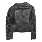 ONLY Womens Black Faux Leather Biker Jacket UK 10 Zip Classic Stylish Zip