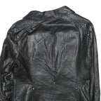 ONLY Womens Black Faux Leather Biker Jacket UK 10 Zip Classic Stylish Zip