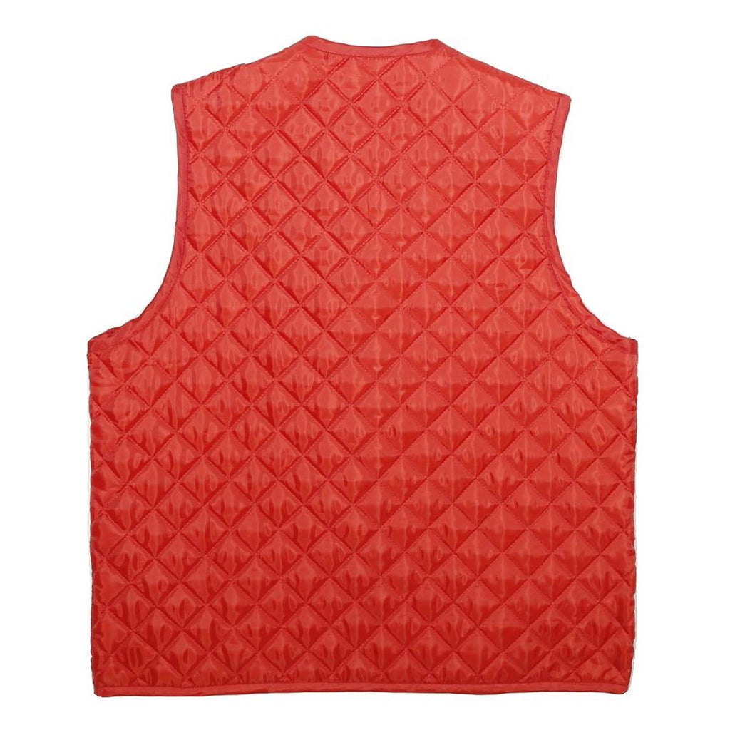 Womens Red Quilted Jacket S Polyester Button Closure Pockets Casual Vest
