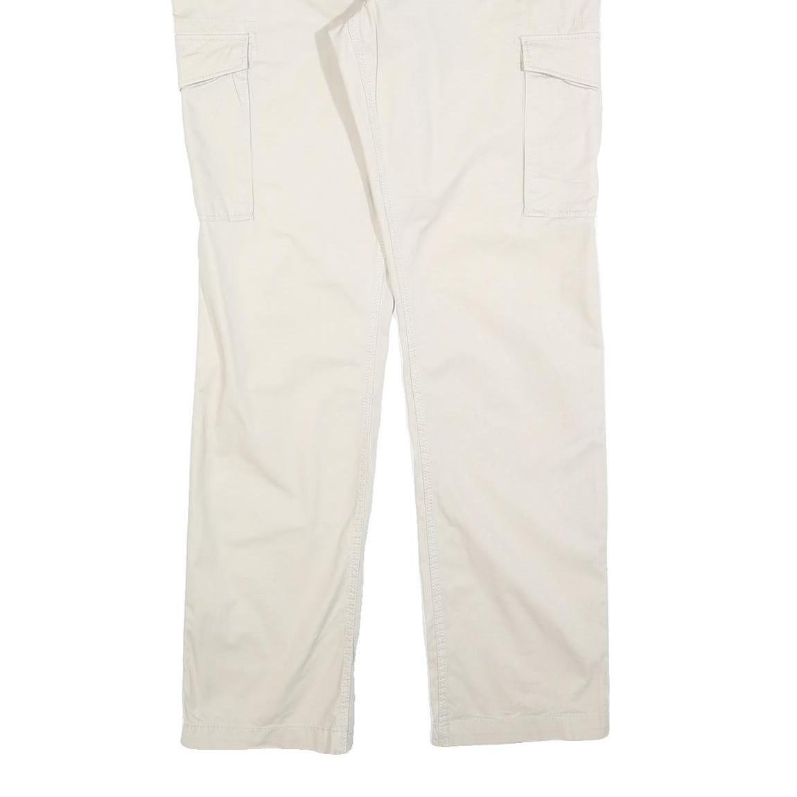 AUTHENTIC CASUAL WEAR Mens Cotton Blend Beige Regular Fit Cargo Trousers W36 L32