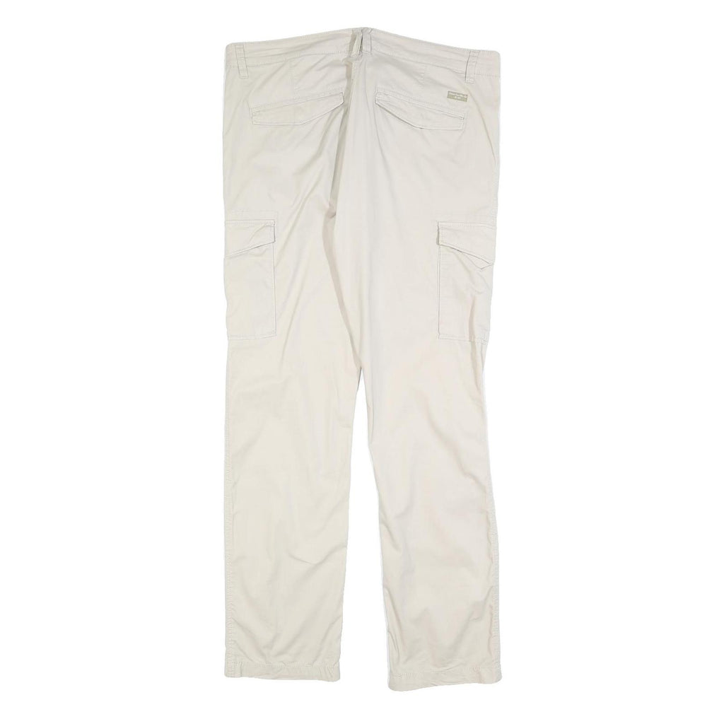 AUTHENTIC CASUAL WEAR Mens Cotton Blend Beige Regular Fit Cargo Trousers W36 L32