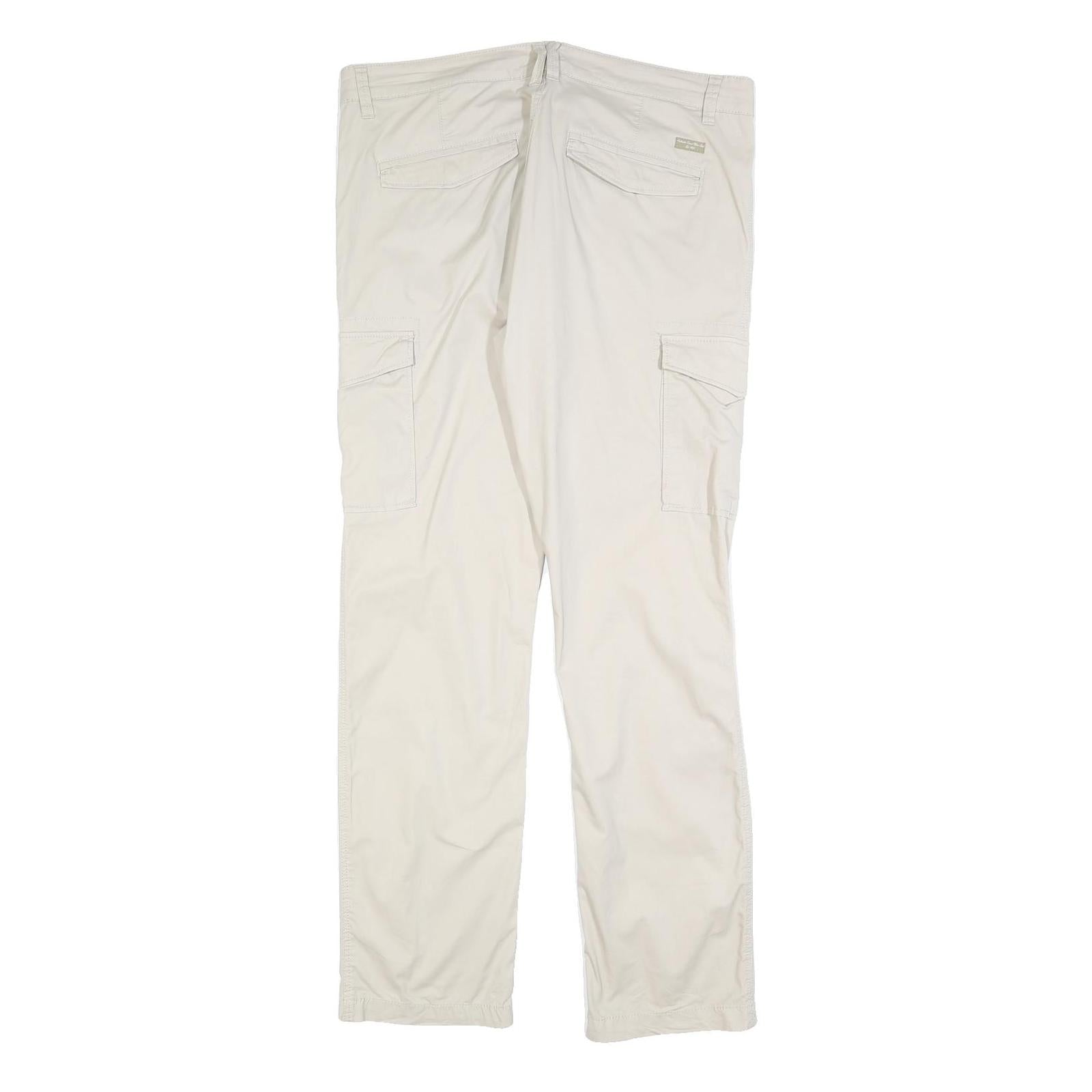 AUTHENTIC CASUAL WEAR Mens Cotton Blend Beige Regular Fit Cargo Trousers W36 L32