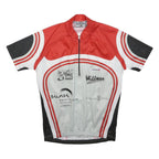SHIMANO Mens Red & White Sports T-Shirt S Short Sleeve Zip Neck Cycling Jersey