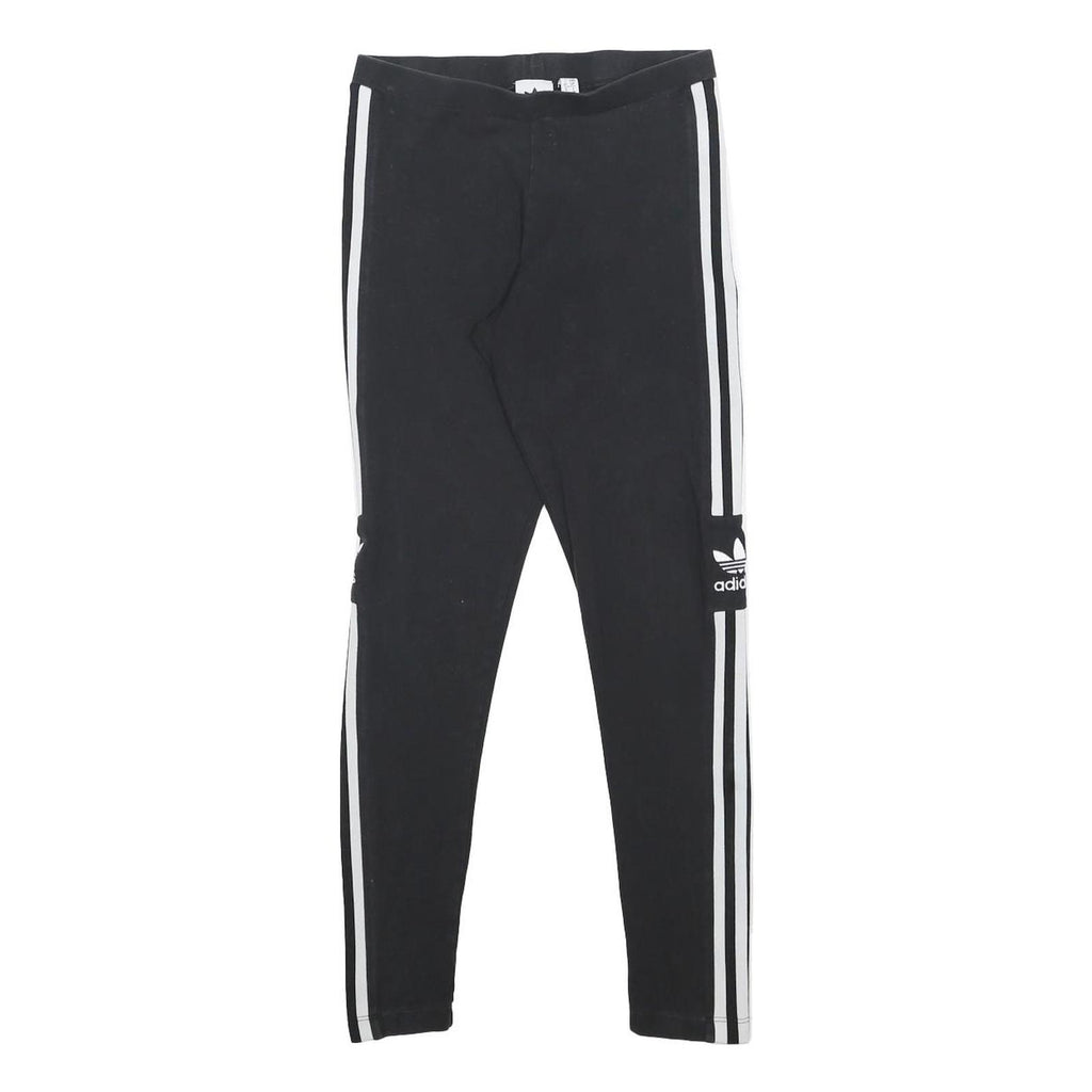 ADIDAS Womens Leggings Black & White Slim Tapered UK 10 W23 L25 Cotton Blend
