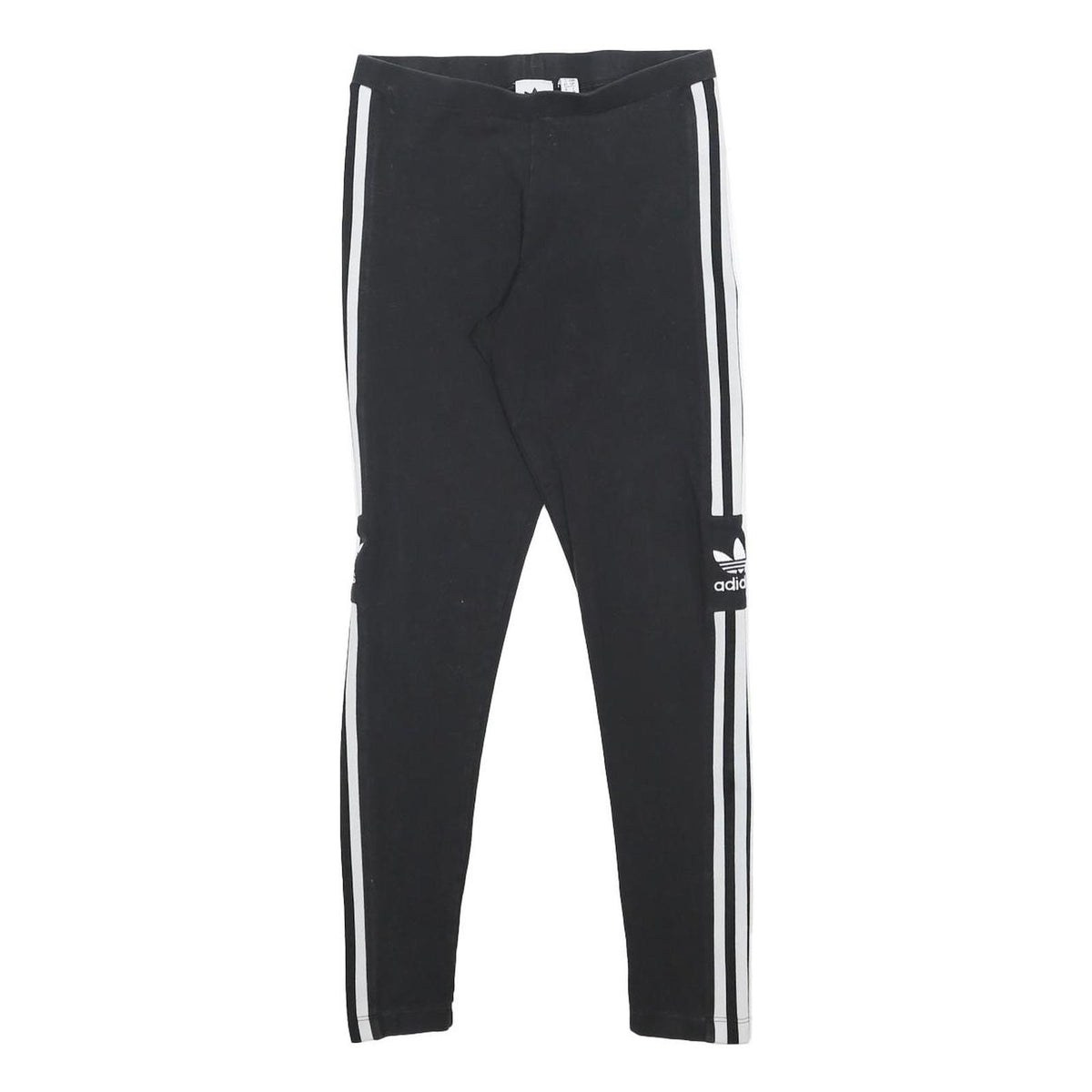 ADIDAS Womens Leggings Black & White Slim Tapered UK 10 W23 L25 Cotton Blend