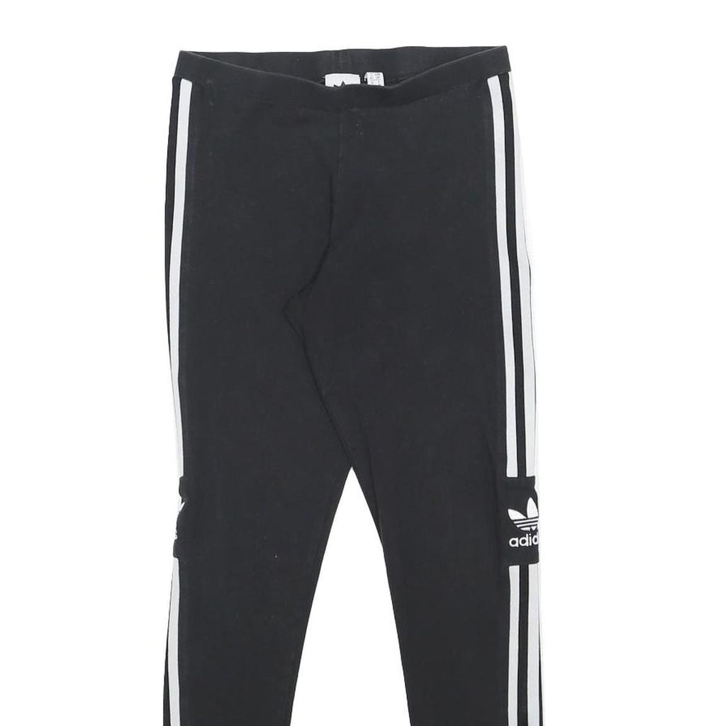 ADIDAS Womens Leggings Black & White Slim Tapered UK 10 W23 L25 Cotton Blend