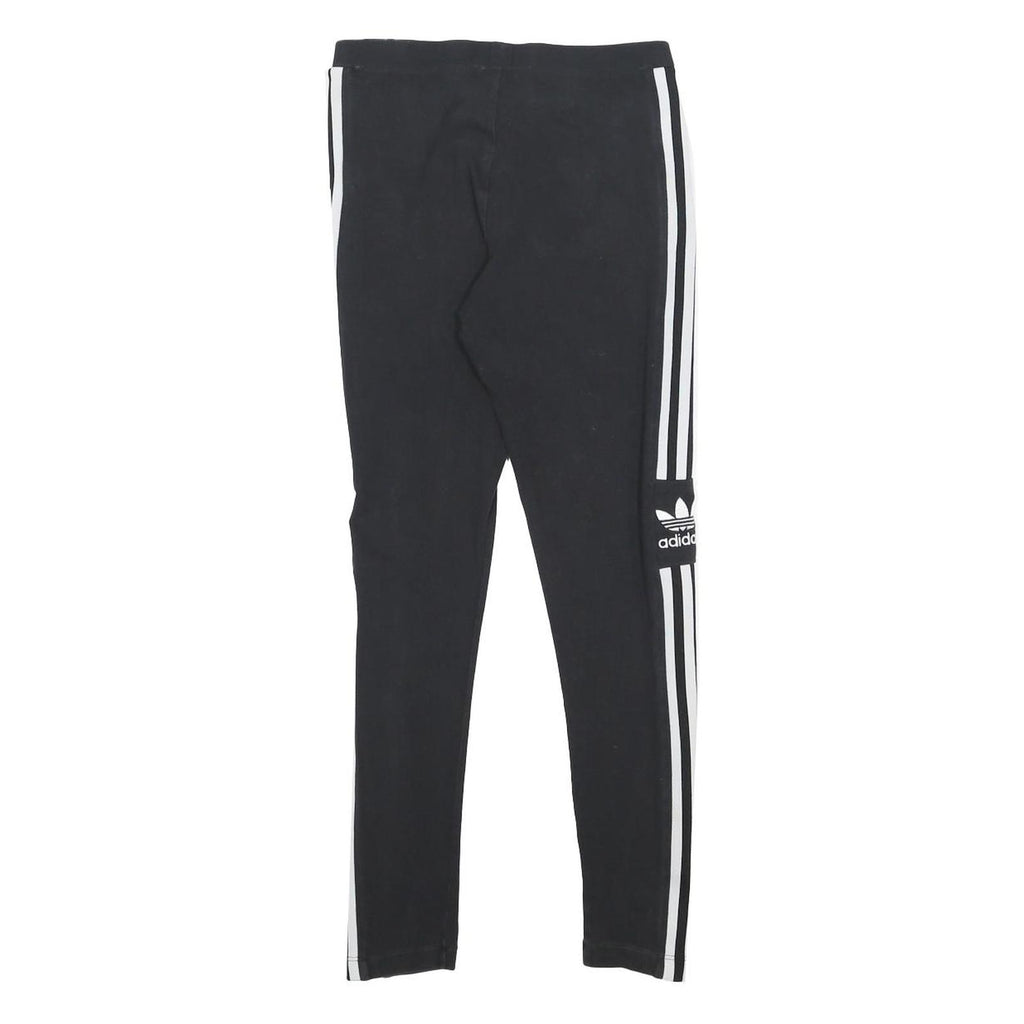 ADIDAS Womens Leggings Black & White Slim Tapered UK 10 W23 L25 Cotton Blend