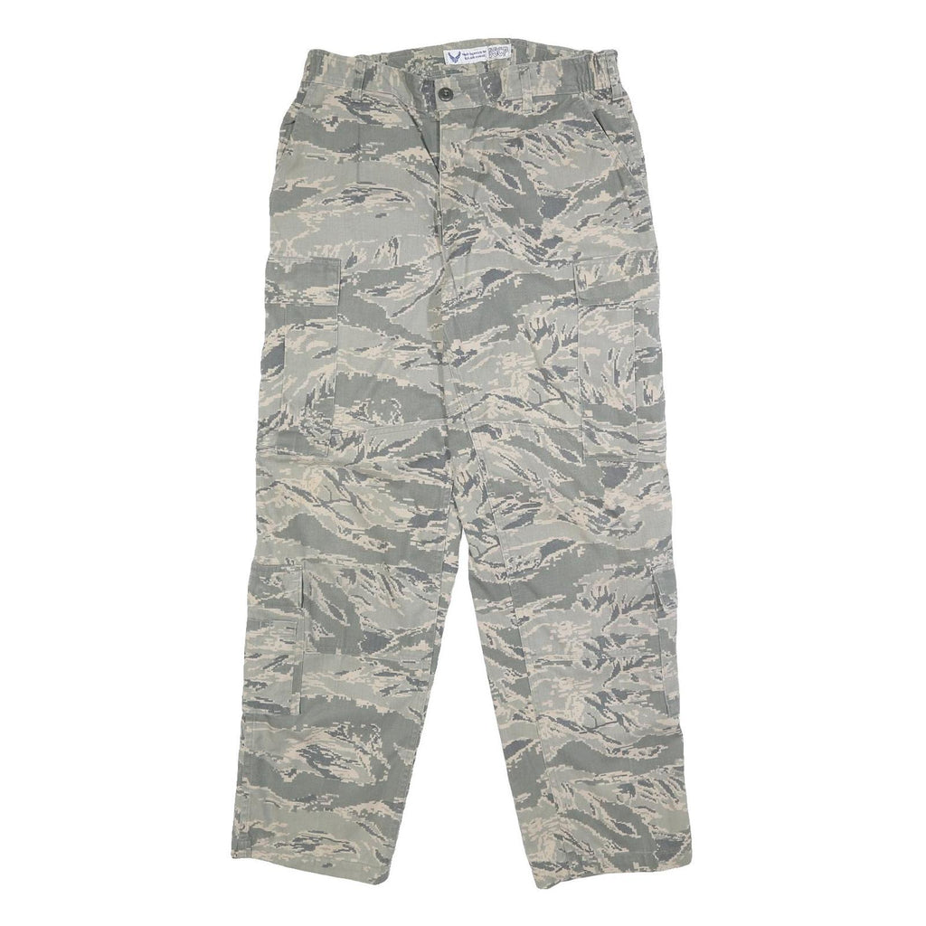 NIB/NCW Mens Cotton Blend Green Camouflage Regular Cargo Trousers W34 L31 Button