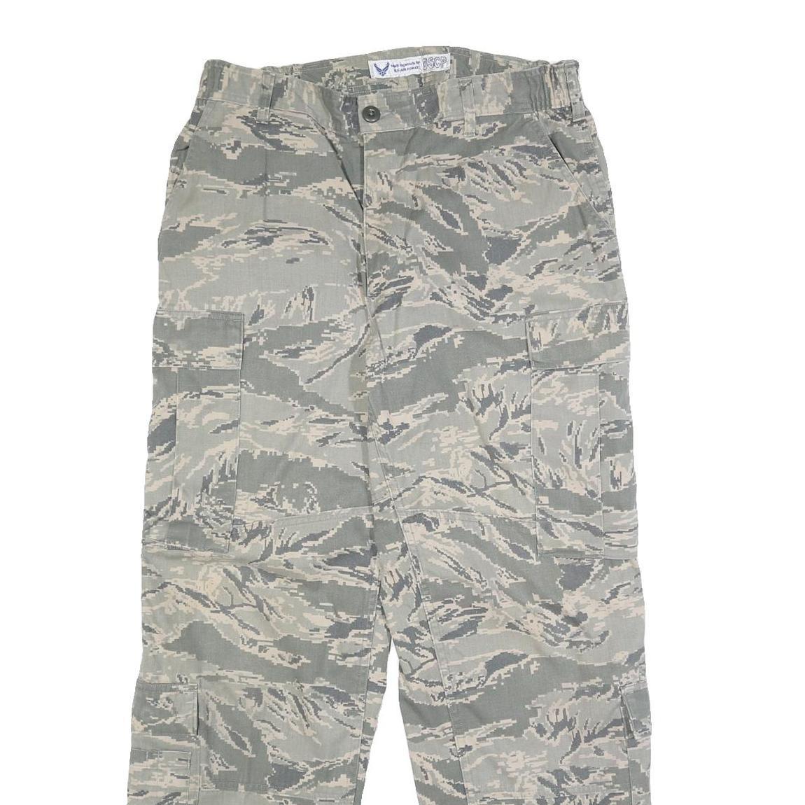 NIB/NCW Mens Cotton Blend Green Camouflage Regular Cargo Trousers W34 L31 Button