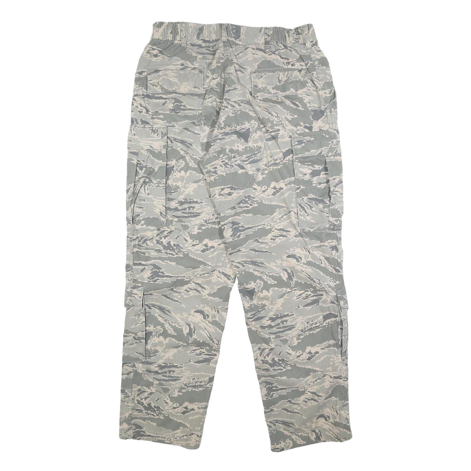 NIB/NCW Mens Cotton Blend Green Camouflage Regular Cargo Trousers W34 L31 Button