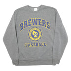 Mens Grey Brewers Baseball Crew Neck XL Cotton Blend Sweatshirt Sports