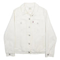 LEVI'S Womens White Cotton Blend Denim Jacket M Button Closure Classic Design