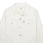 LEVI'S Womens White Cotton Blend Denim Jacket M Button Closure Classic Design