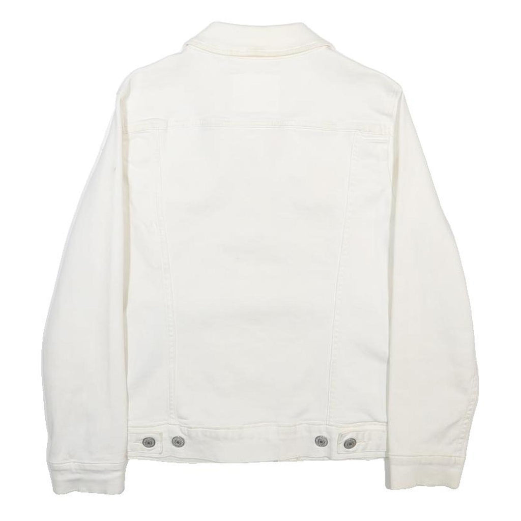 LEVI'S Womens White Cotton Blend Denim Jacket M Button Closure Classic Design