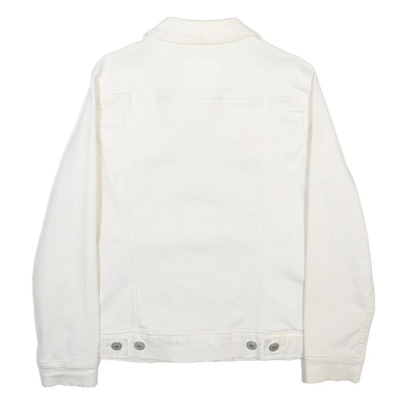 LEVI'S Womens White Cotton Blend Denim Jacket M Button Closure Classic Design