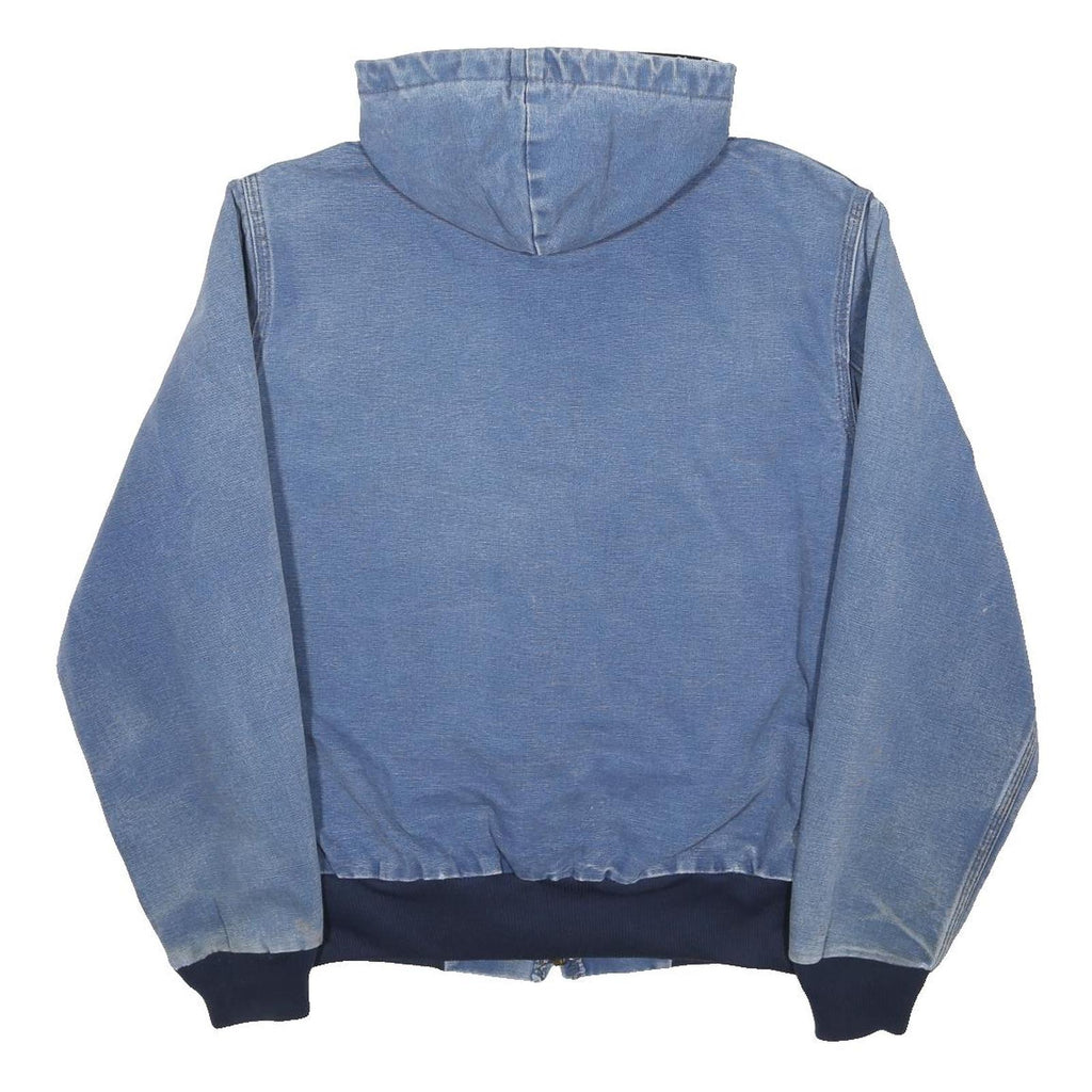 CARHARTT Mens Blue Denim Jacket M Cotton Blend Hooded Zip Closure Casual Wear