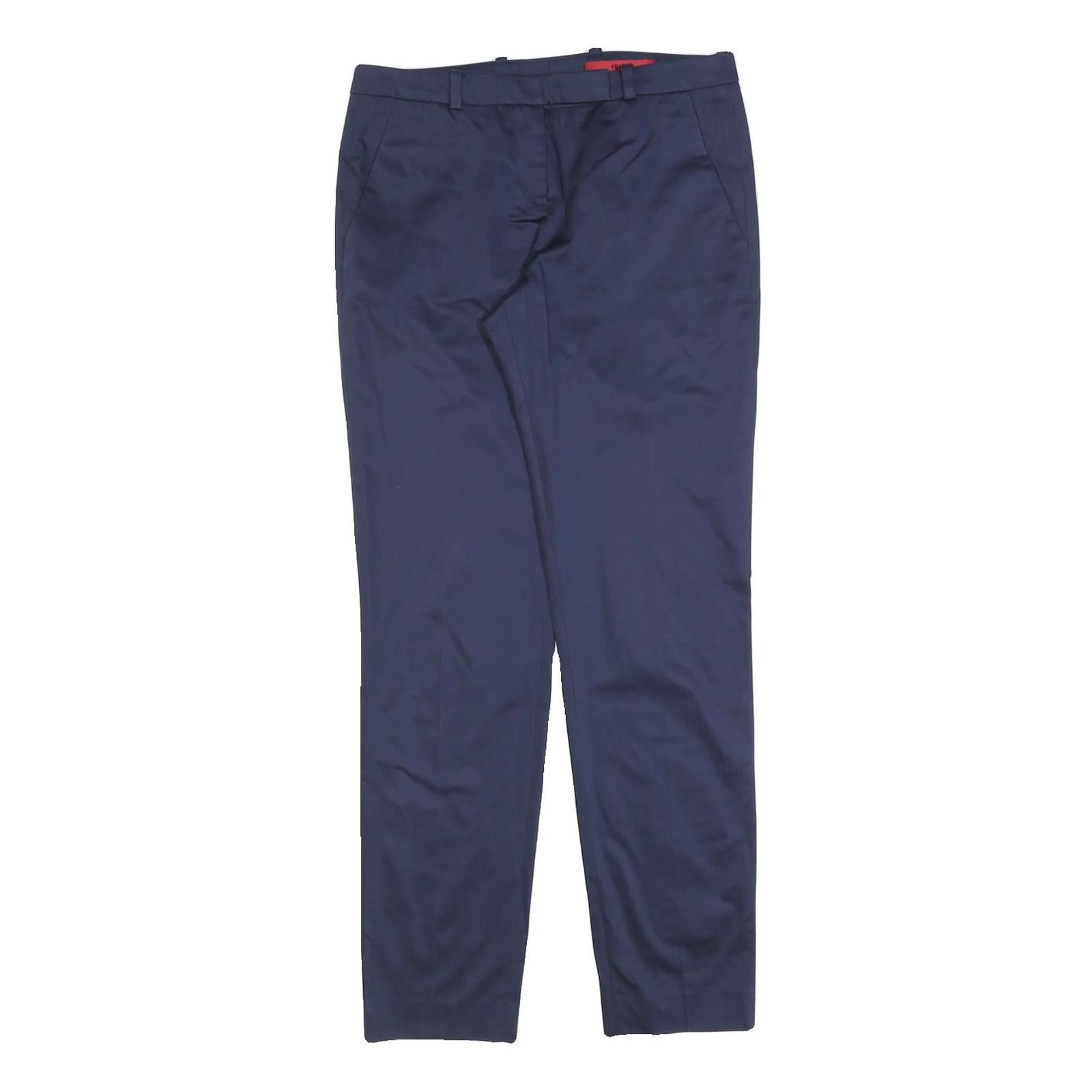 HUGO BOSS Womens Navy Blue Slim Zip Trousers W28 L30 Tailored Classic Fit