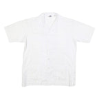 ROMANI Mens White Cotton Blend Short Sleeve Shirt L Embroidered Casual