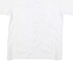 ROMANI Mens White Cotton Blend Short Sleeve Shirt L Embroidered Casual