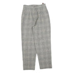 Womens Grey Wool Blend Regular Fit Straight Leg Trousers W26 L26 Classic Check