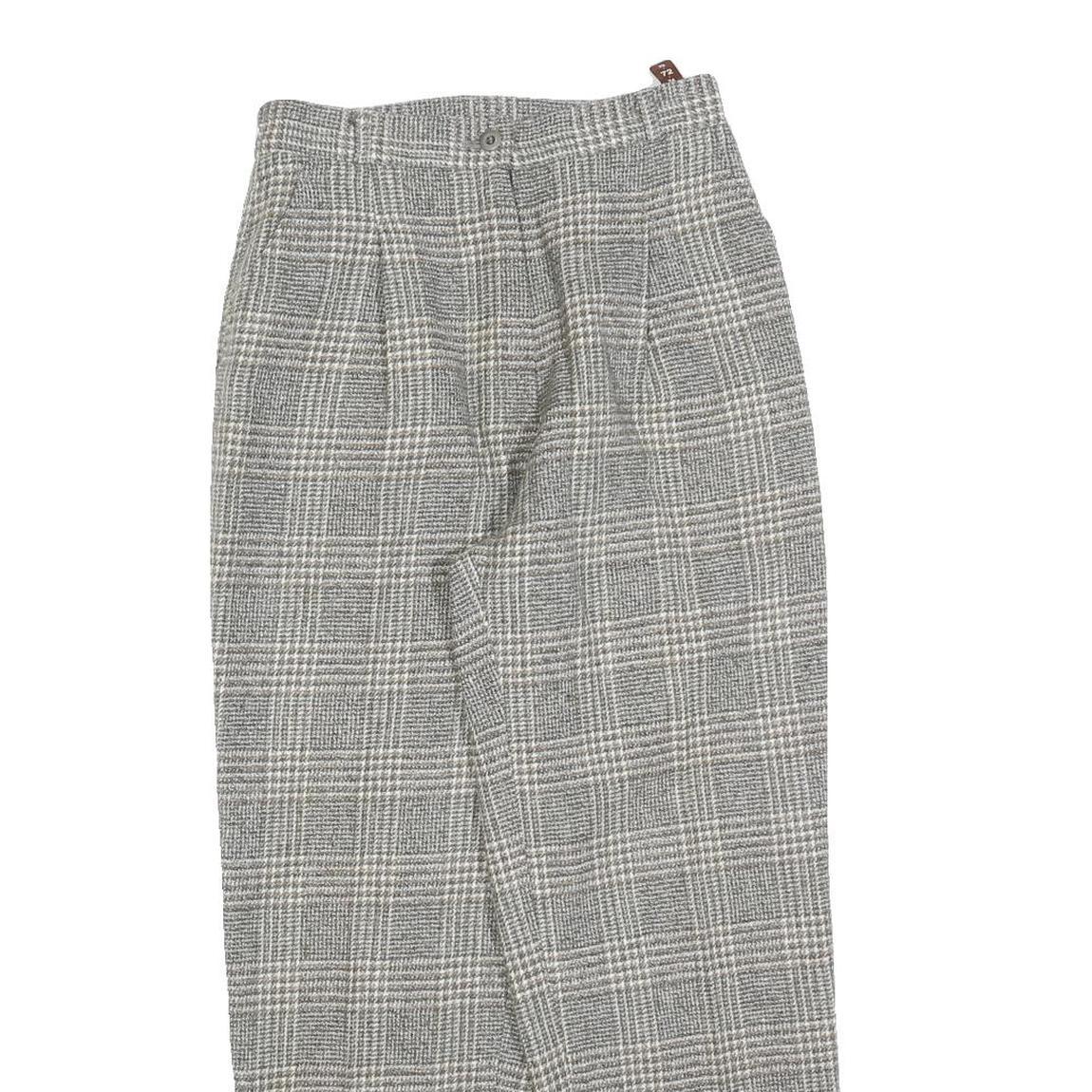 Womens Grey Wool Blend Regular Fit Straight Leg Trousers W26 L26 Classic Check