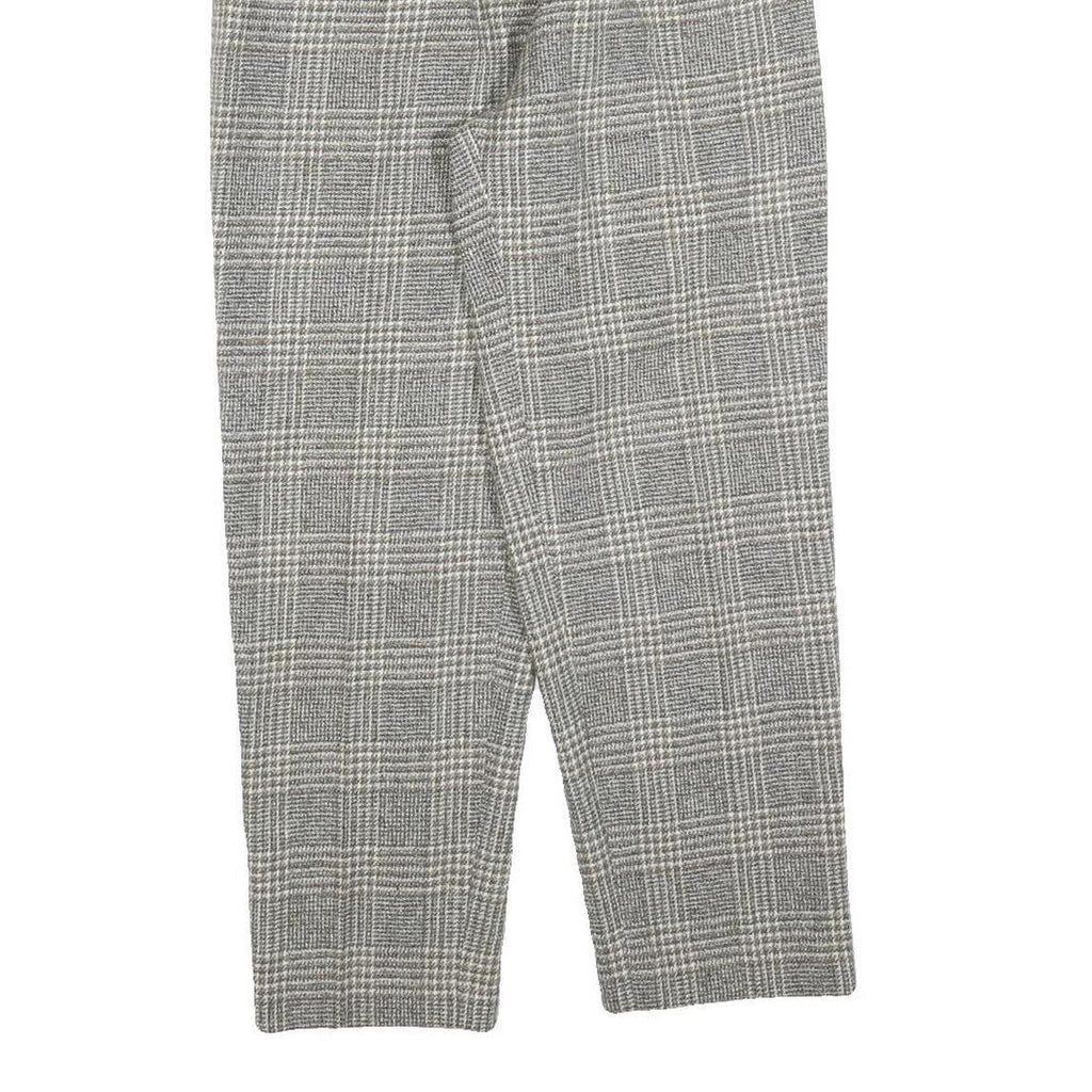 Womens Grey Wool Blend Regular Fit Straight Leg Trousers W26 L26 Classic Check