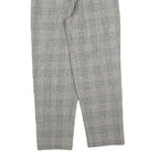 Womens Grey Wool Blend Regular Fit Straight Leg Trousers W26 L26 Classic Check