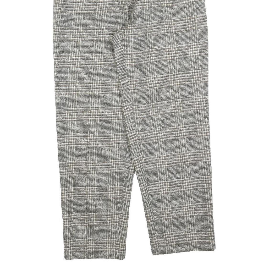 Womens Grey Wool Blend Regular Fit Straight Leg Trousers W26 L26 Classic Check