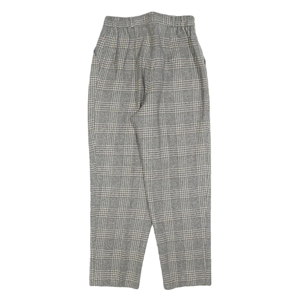 Womens Grey Wool Blend Regular Fit Straight Leg Trousers W26 L26 Classic Check
