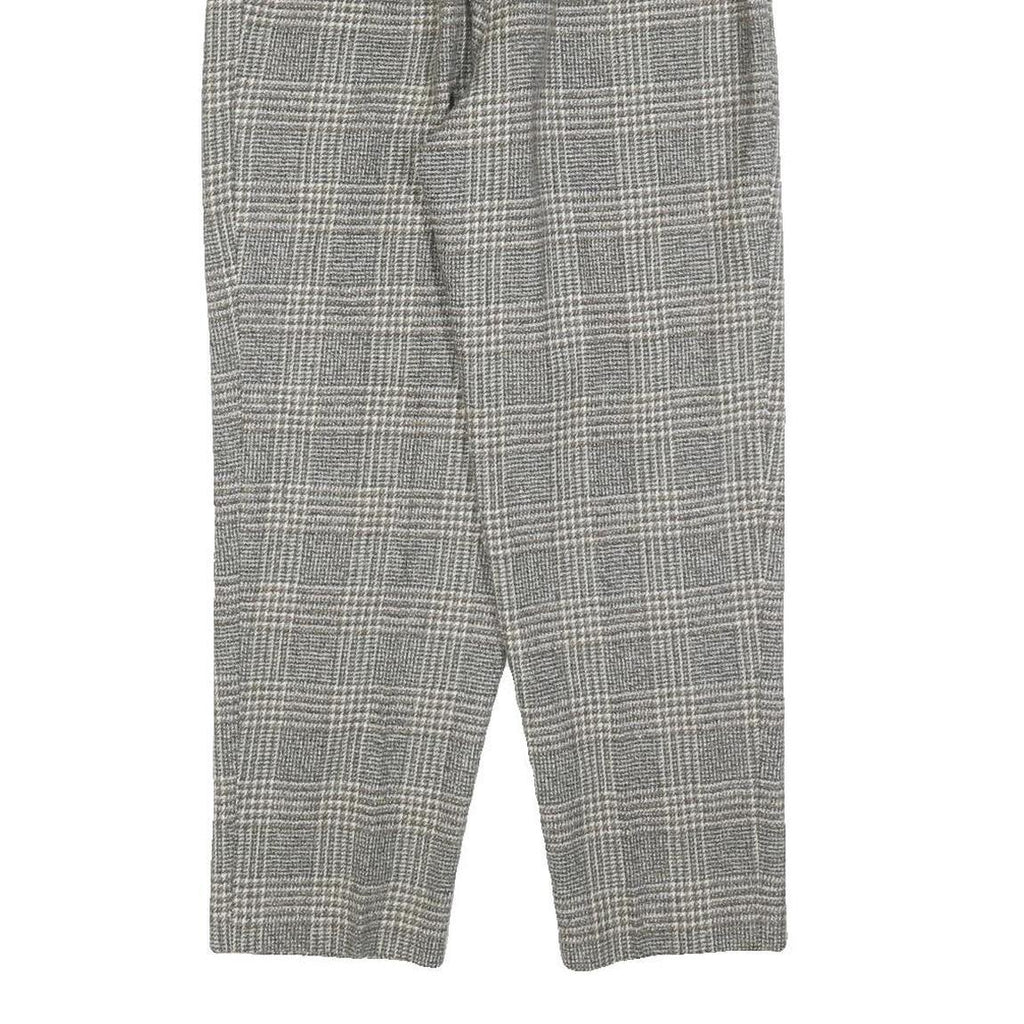 Womens Grey Wool Blend Regular Fit Straight Leg Trousers W26 L26 Classic Check