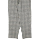 Womens Grey Wool Blend Regular Fit Straight Leg Trousers W26 L26 Classic Check