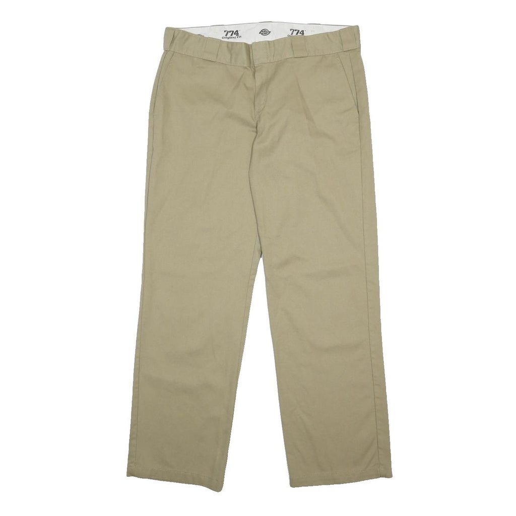 DICKIES Womens Regular Fit Khaki Cotton Blend Trousers W34 L30 Classic Straight