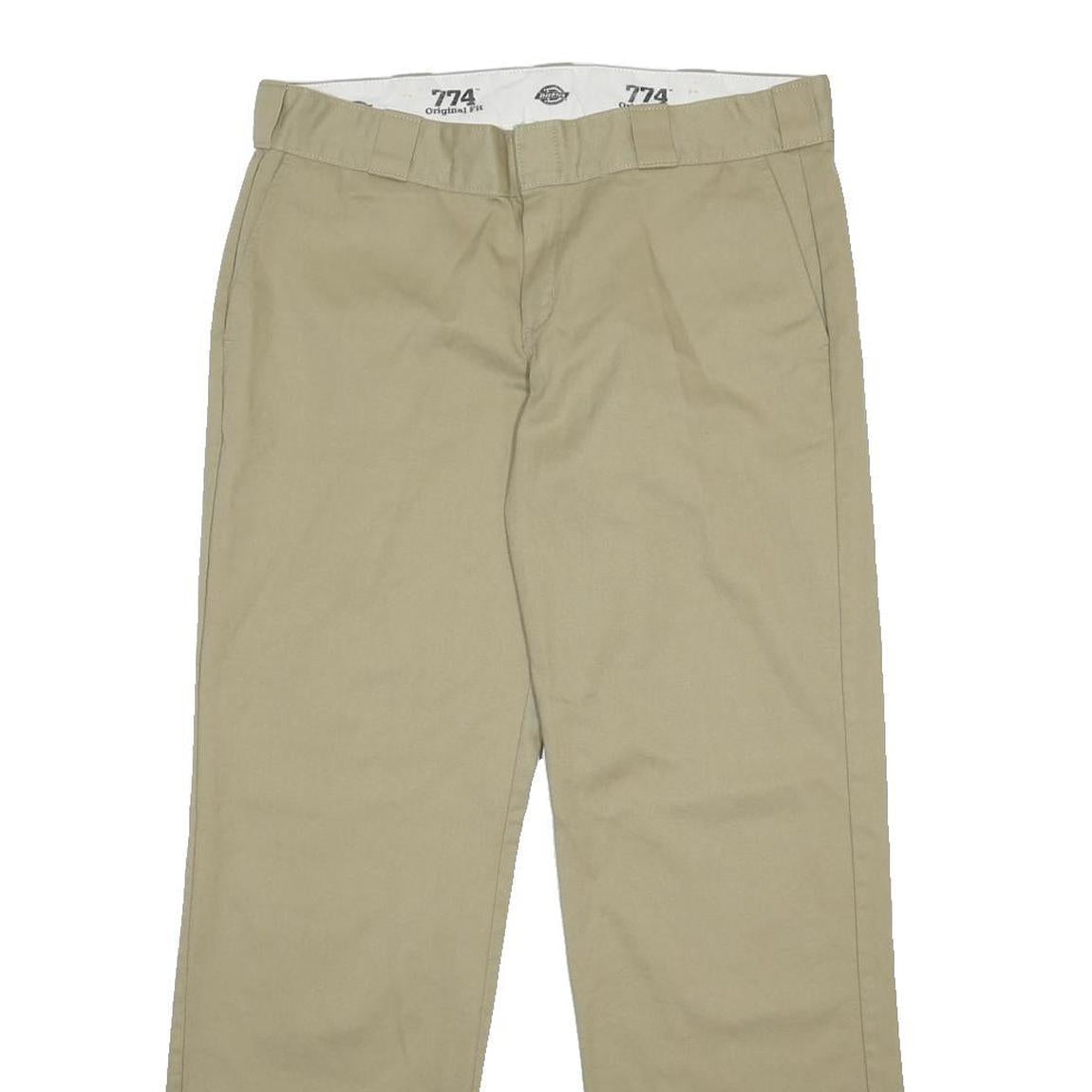 DICKIES Womens Regular Fit Khaki Cotton Blend Trousers W34 L30 Classic Straight