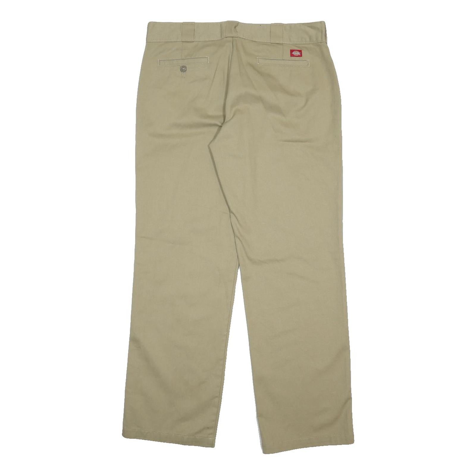 DICKIES Womens Regular Fit Khaki Cotton Blend Trousers W34 L30 Classic Straight