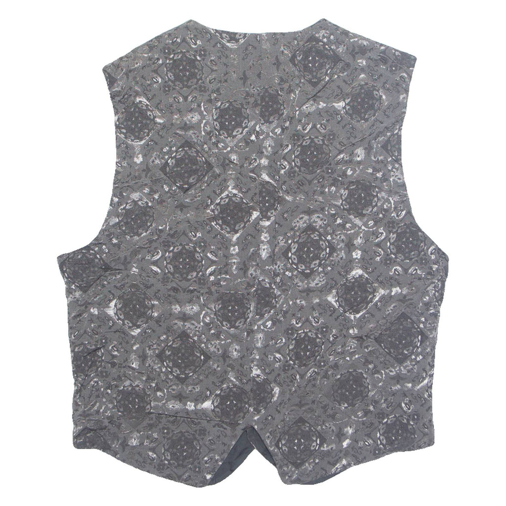 TZIACCO Mens Blazer Waistcoat Grey 90s Crazy Pattern L