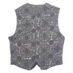 TZIACCO Mens Blazer Waistcoat Grey 90s Crazy Pattern L