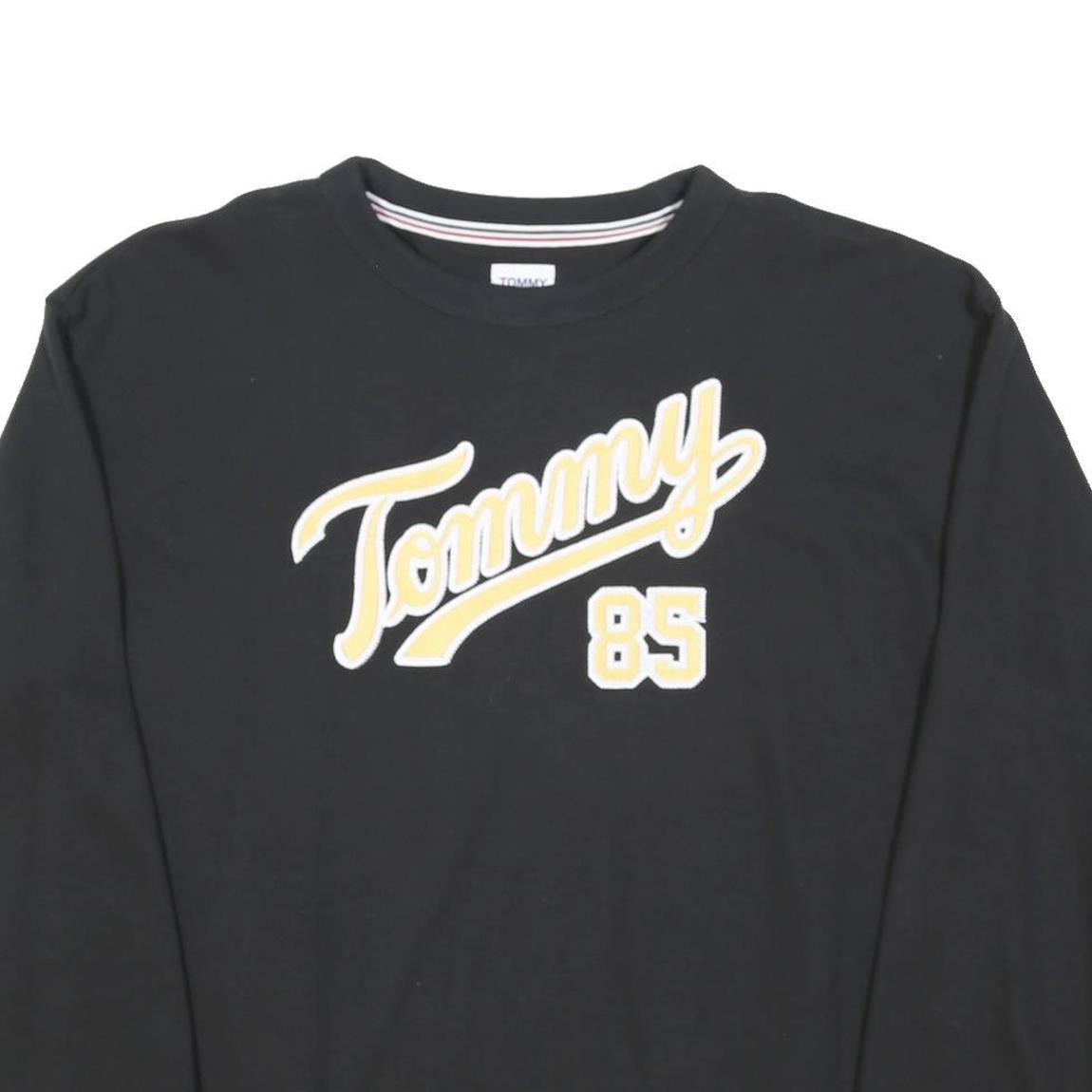 TOMMY JEANS Mens Black & Yellow Cotton Blend Crew Neck Sweatshirt S Casual