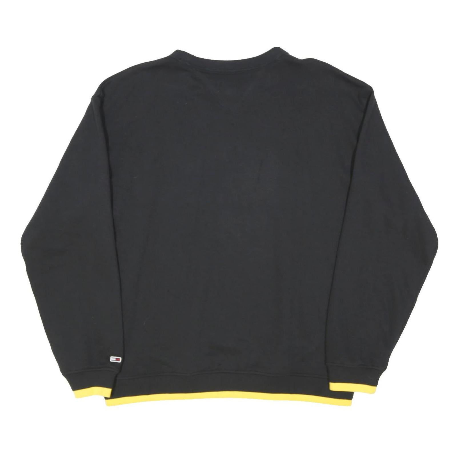 TOMMY JEANS Mens Black & Yellow Cotton Blend Crew Neck Sweatshirt S Casual
