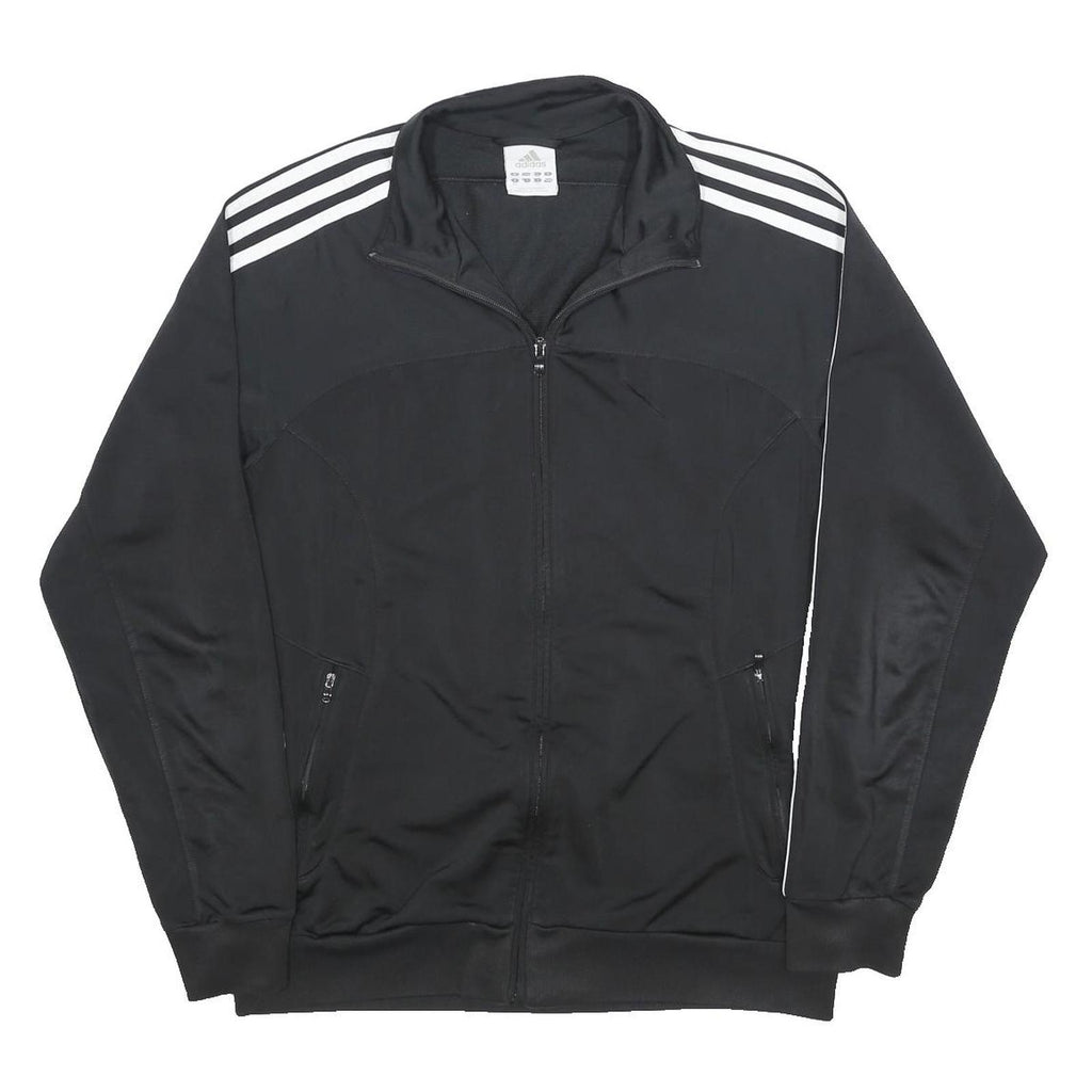 ADIDAS Mens Black Jacket L Polyester Track Zip Logo 3 Stripes Sportswear