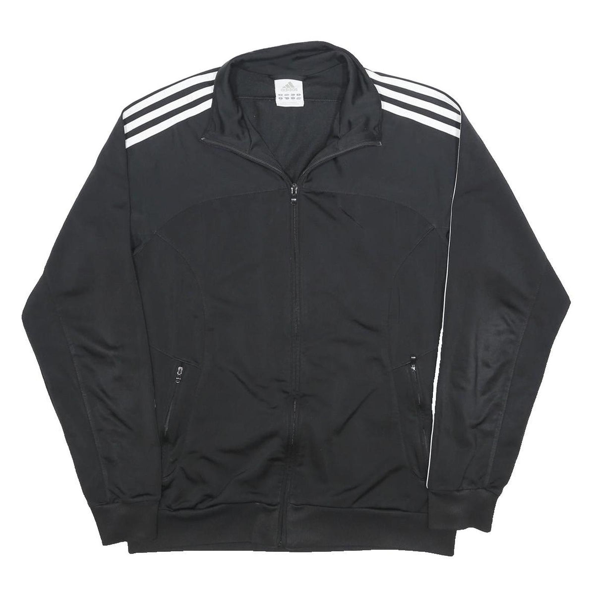 ADIDAS Mens Black Jacket L Polyester Track Zip Logo 3 Stripes Sportswear