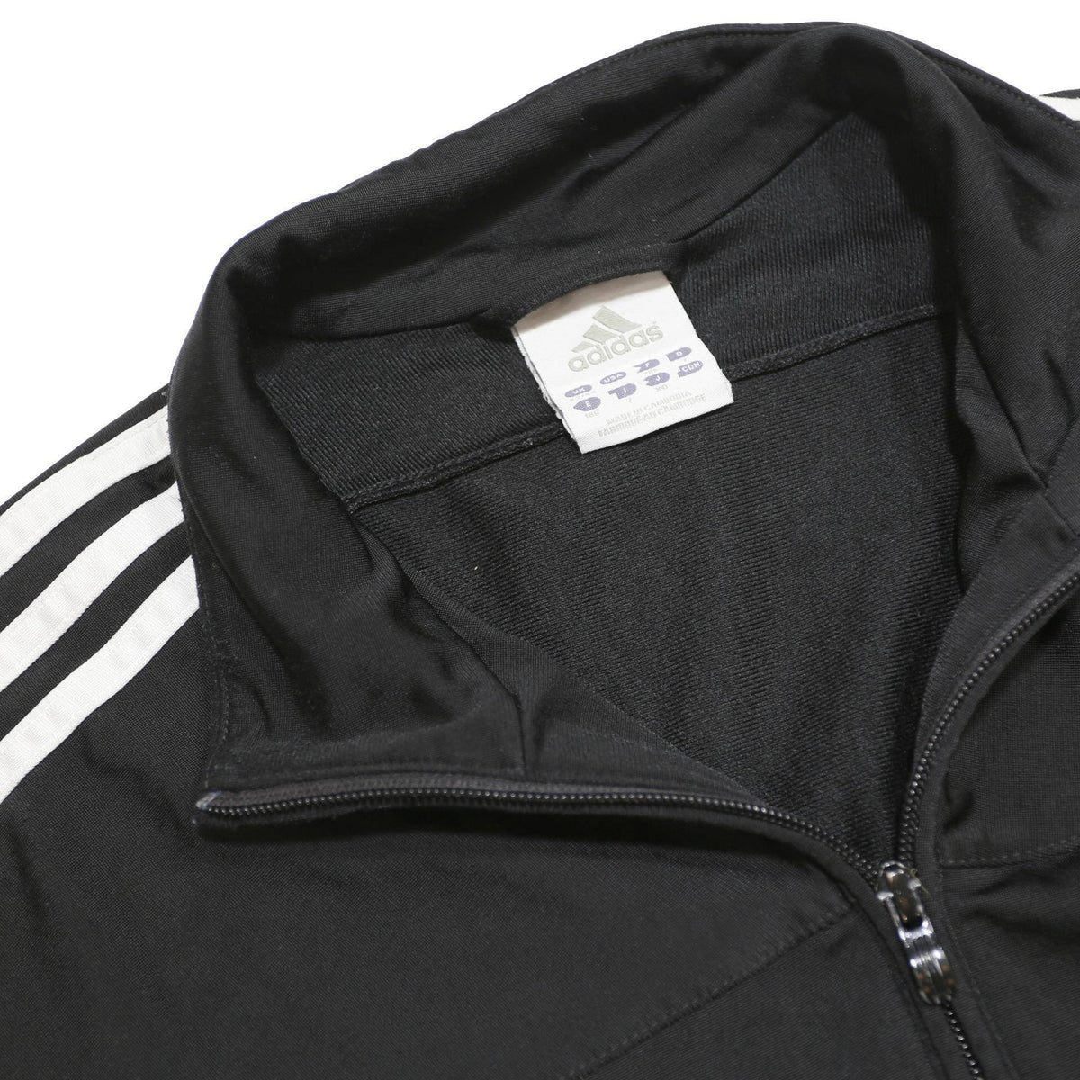 ADIDAS Mens Black Jacket L Polyester Track Zip Logo 3 Stripes Sportswear