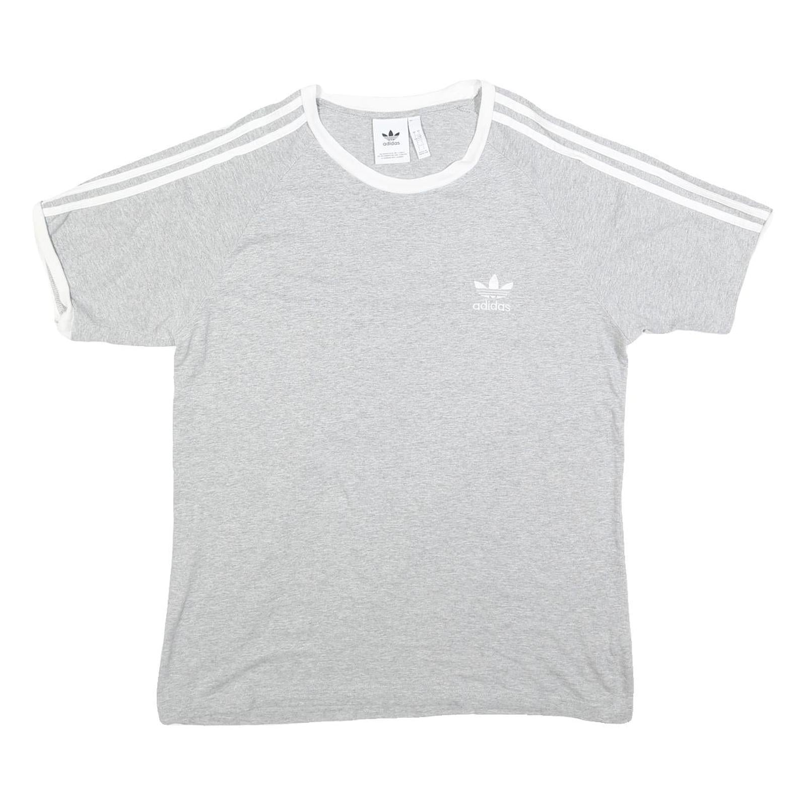 ADIDAS Mens Grey & White Classic Graphic T-Shirt L Short Sleeve Crew Neck