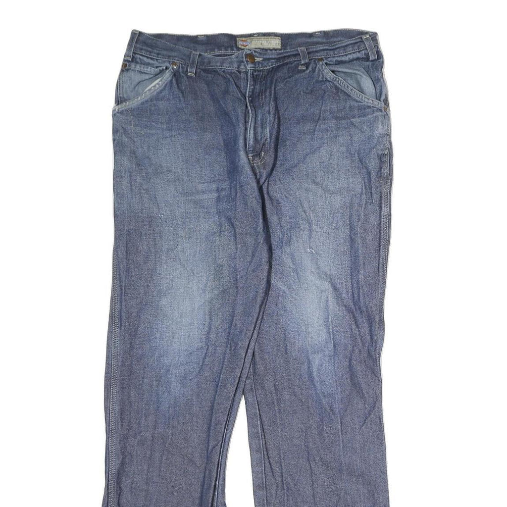 DICKIES Mens Slim Blue Denim Jeans W37 L34 Classic Cotton Zip Pockets