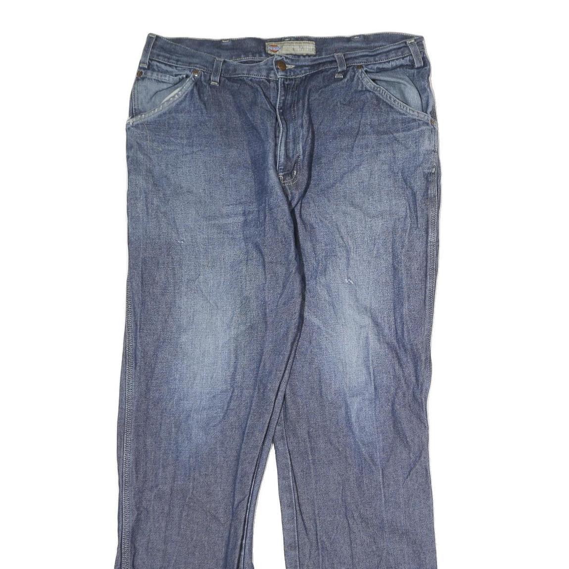 DICKIES Mens Slim Blue Denim Jeans W37 L34 Classic Cotton Zip Pockets