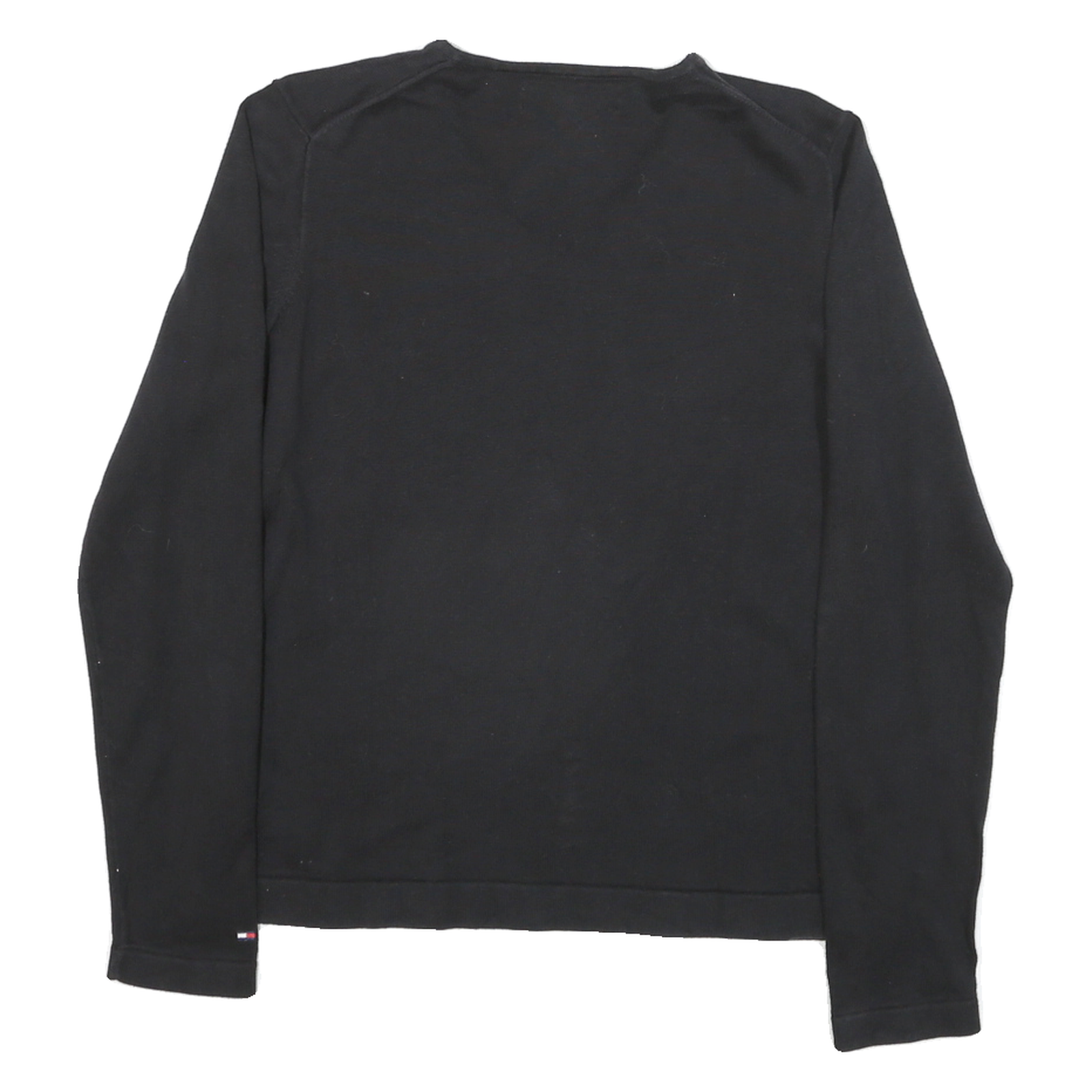 TOMMY HILFIGER Womens Black Plain V-Neck Basic Knit M Cotton Blend Jumper