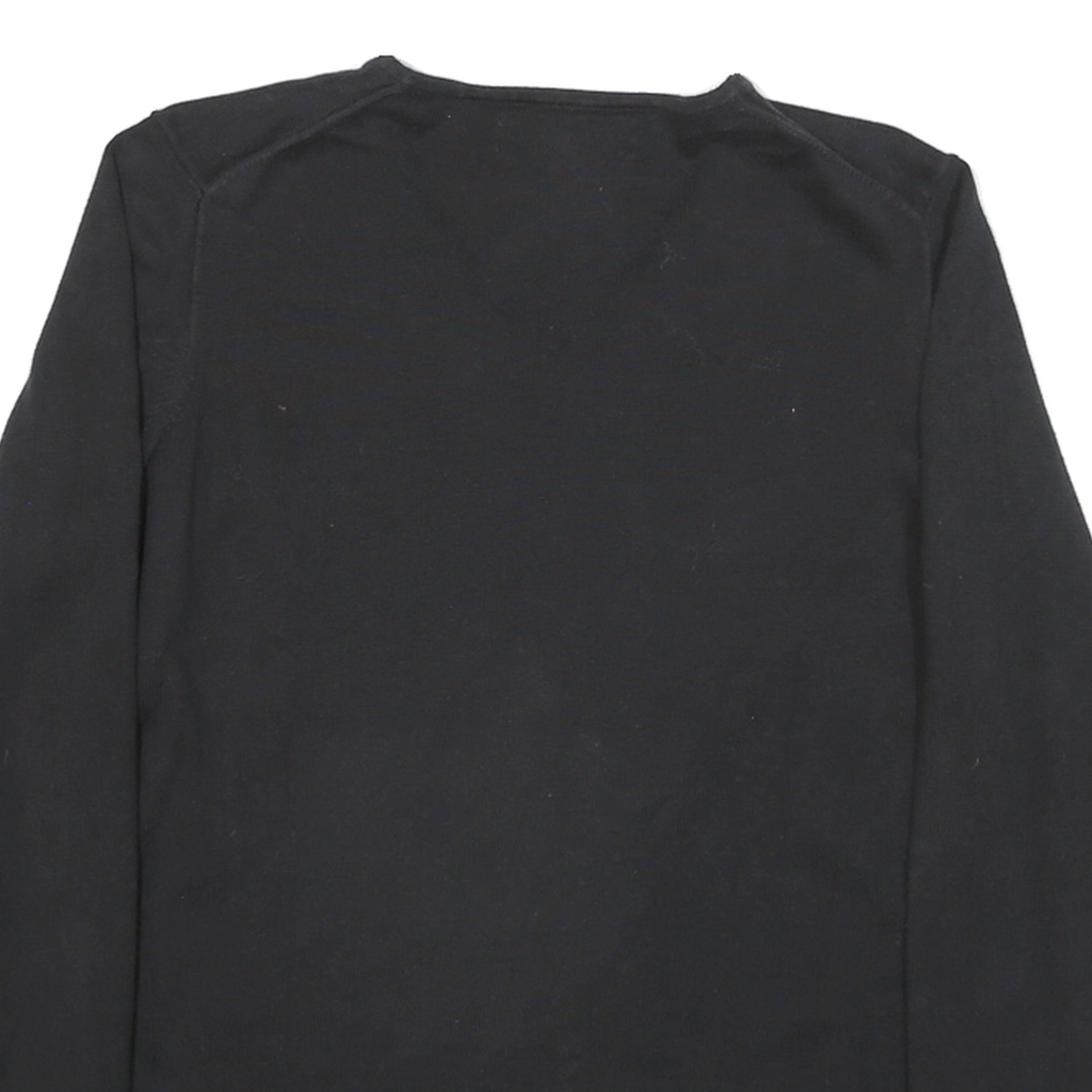 TOMMY HILFIGER Womens Black Plain V-Neck Basic Knit M Cotton Blend Jumper